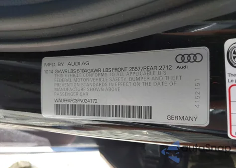 2015 Audi A6 2.0T Premium из США, поврежденный, VIN WAUFFAFC3FN024172